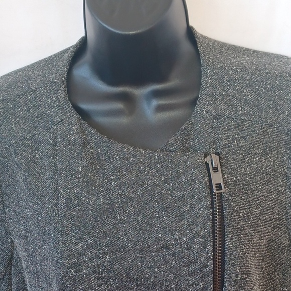 Catherine Malandrino Black Marbled Side Zip Blazer Jacket M